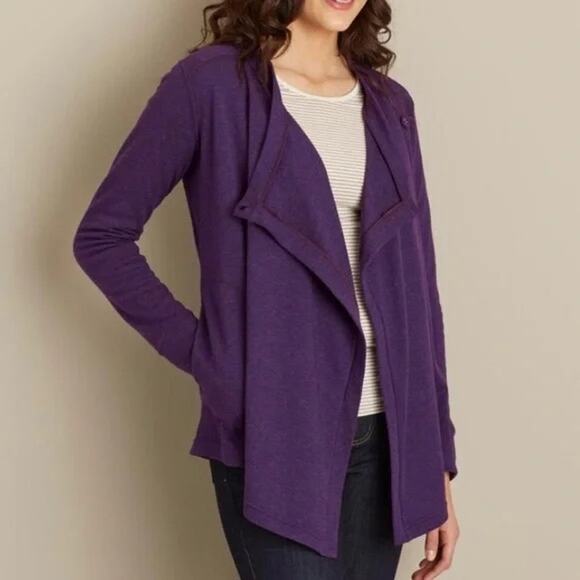 Duluth Trading | Violet Purple Wool Blend Crossover Foldaway Wrap Sweater - Picture 1 of 8